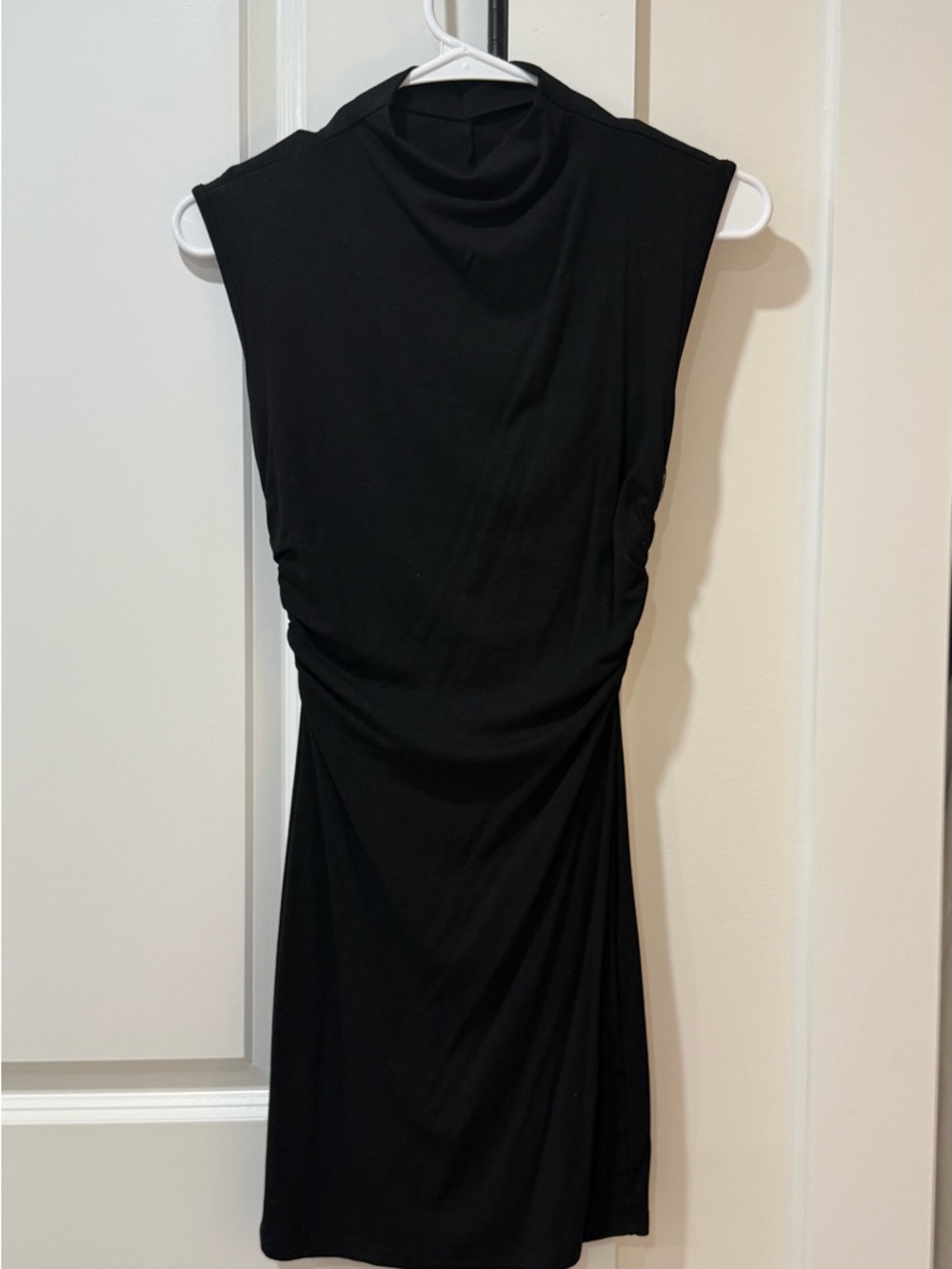 Black Sleeveless Ruched Women's Dress